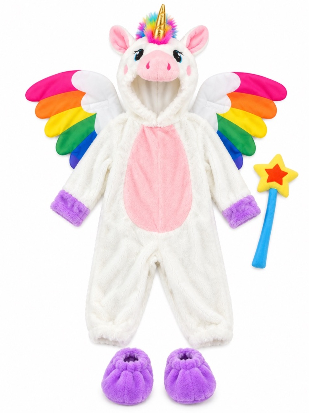 Spooktacular Creations Baby Unicorn Costume with Rainbow Wings | Size 12-18M